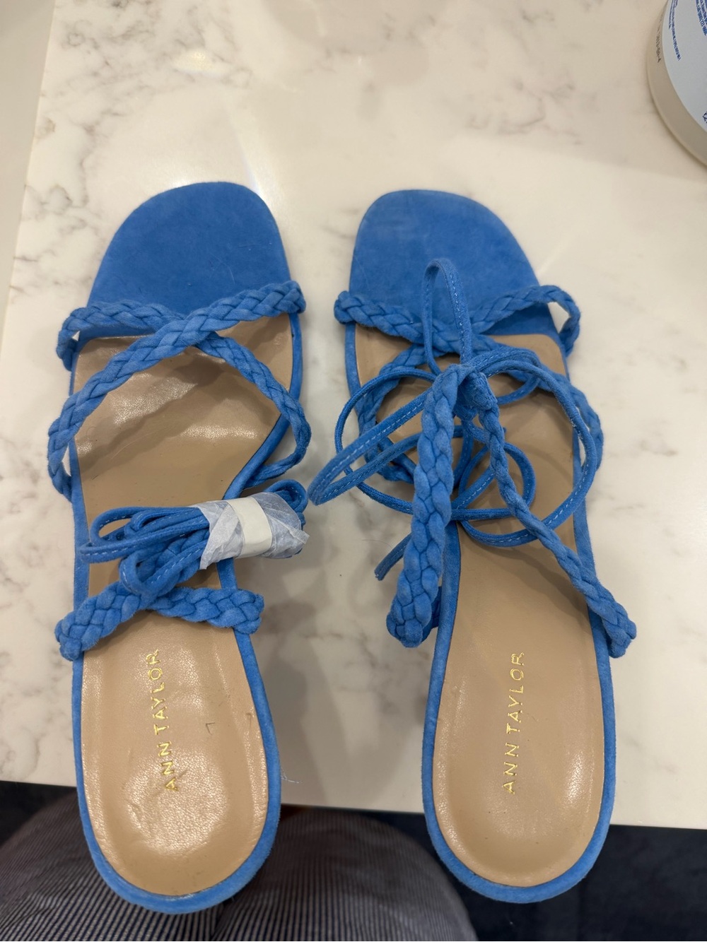 Ann Taylor Blue Braided Lace-Up Sandals
